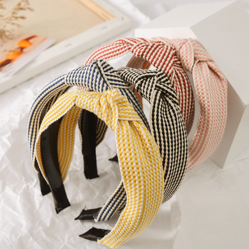 幅広のチェック柄ヘッドバンド 女性用のエレガントで多用途なフ - Headband Summer Knit のレビューと価格