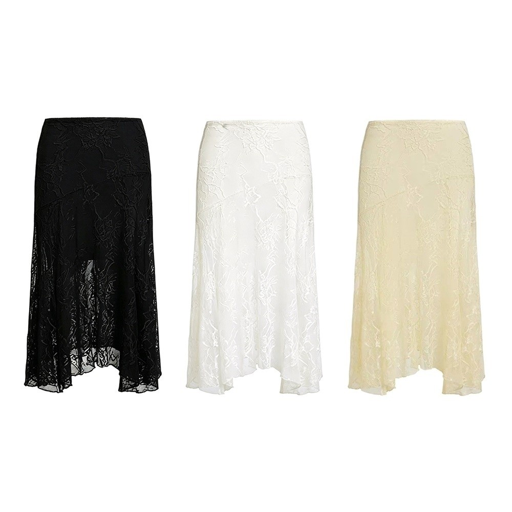 ソリッドカラーレースビーチドレスシースルーデザイン弾性ウエス - Midi Skirt Floral のレビューと価格