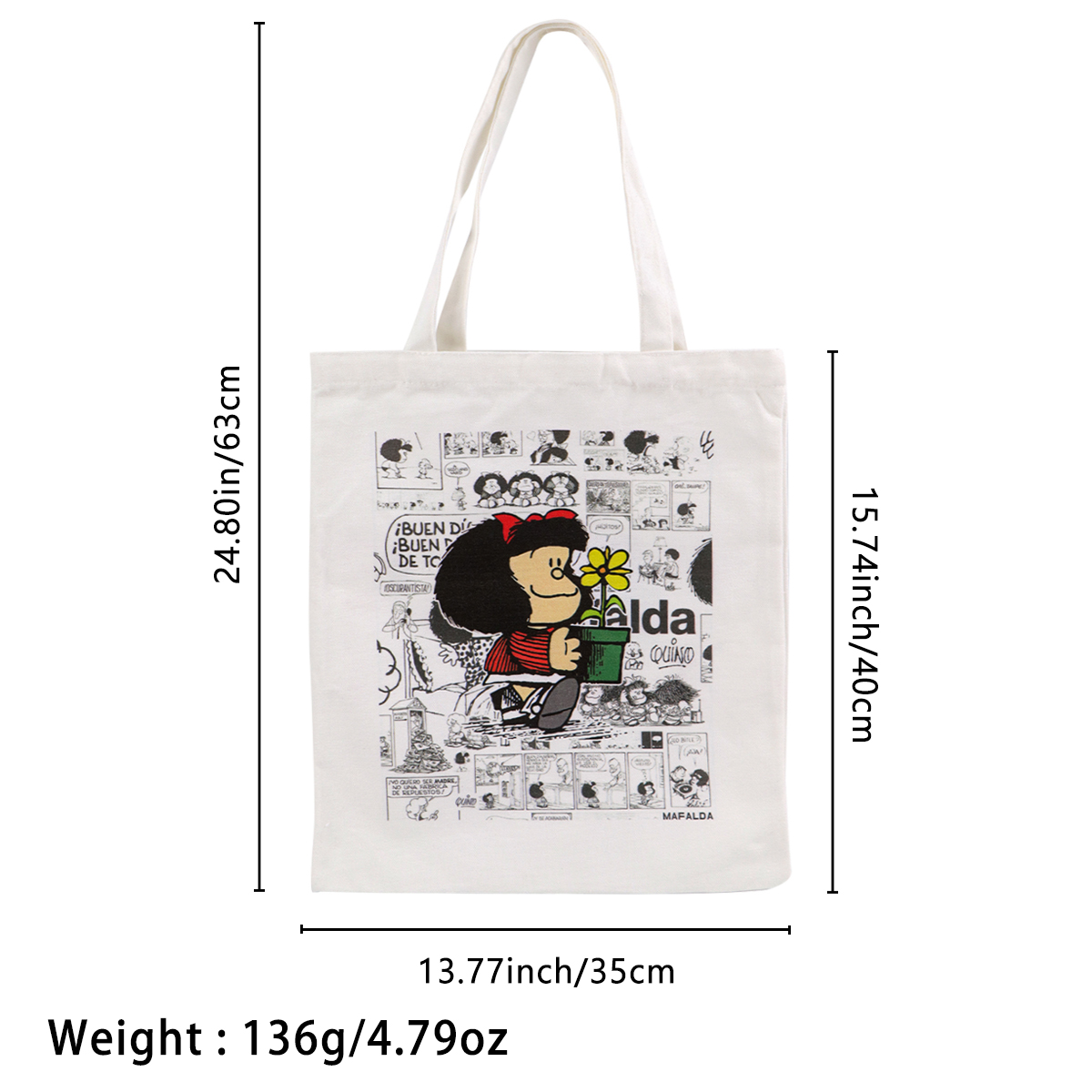 ファッションキャンバストートバッグ女性漫画ガール再利用可能な - Tote Bag Beach のレビューと価格