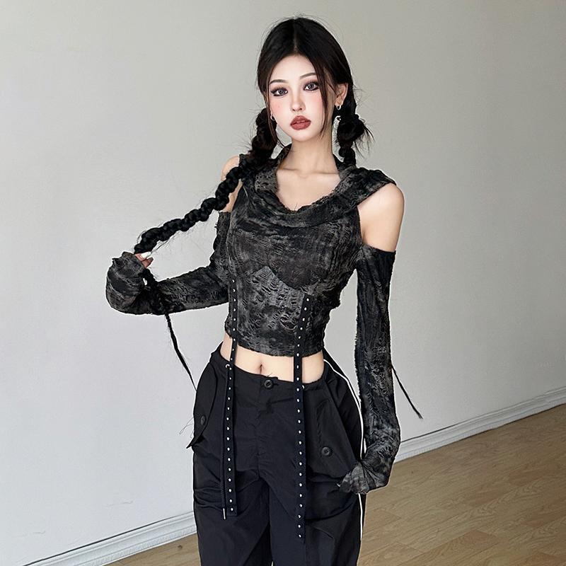 オフショルダーのパーカー、長袖Tシャツ、レディース、ブラック - Blouse Off Shoulder のレビューと価格