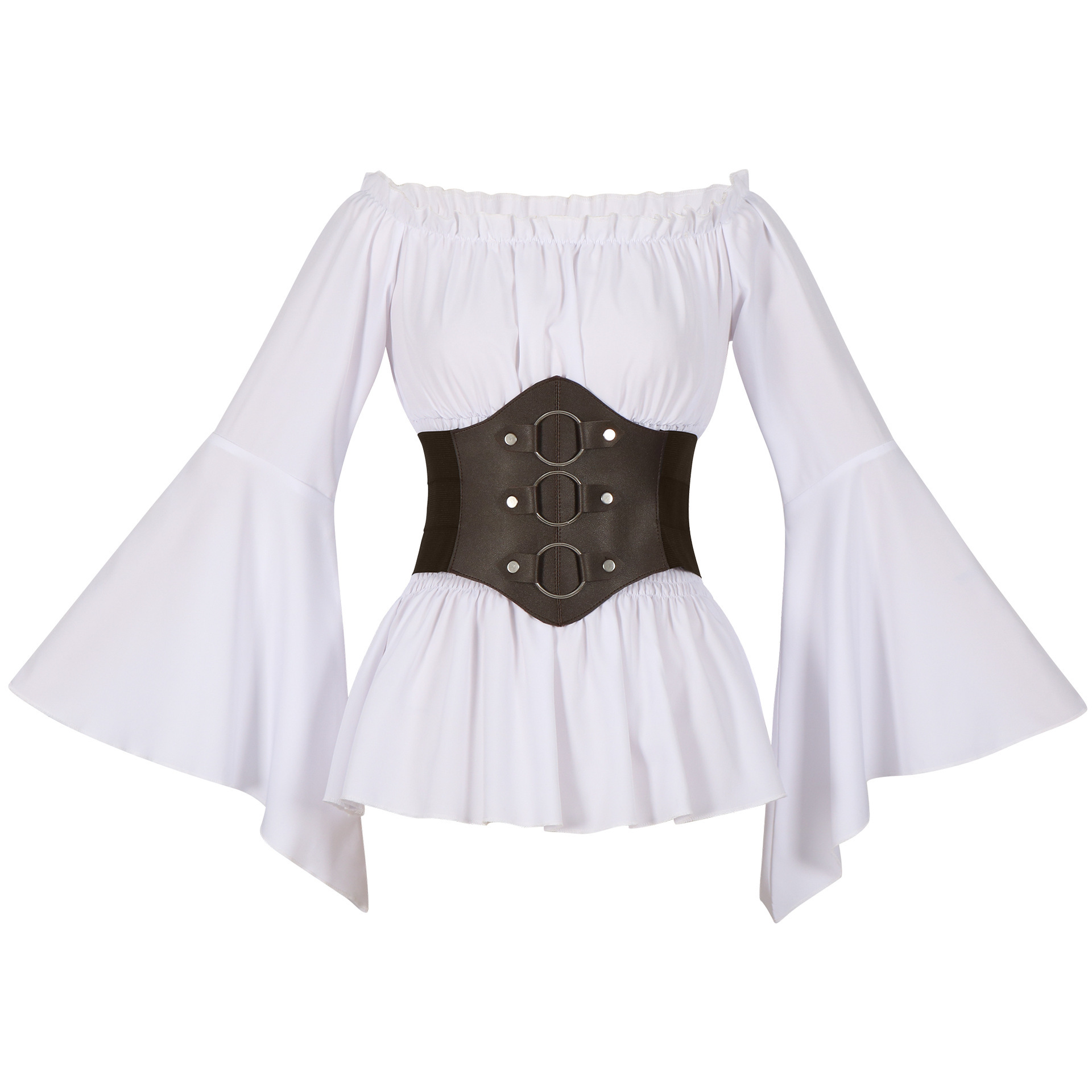 中世風のヴィクトリア朝海賊風シャツ、オフショルダー、レトロな - Blouse Off Shoulder のレビューと価格